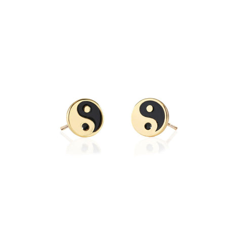 Yin and Yang Enamel Stud Earrings