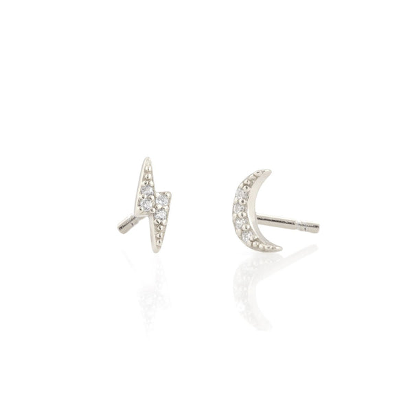 Thunder Moon Crystal Stud Earrings