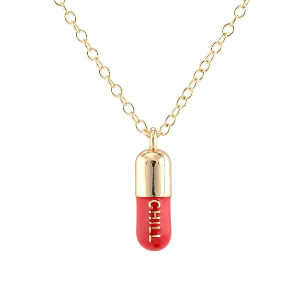 Chill Pill Necklace in Gold Vermeil