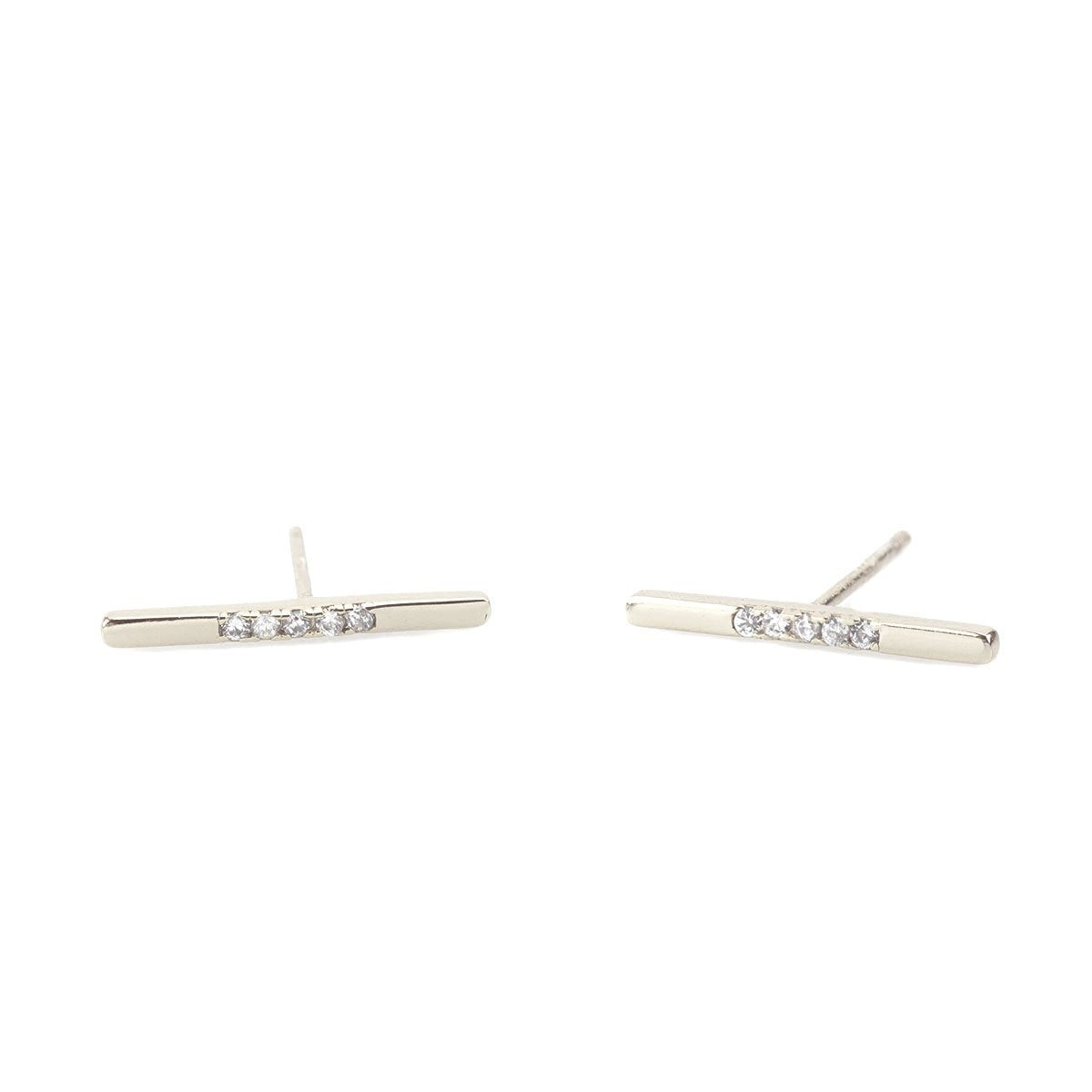 Long Bar Crystal Stud Earrings