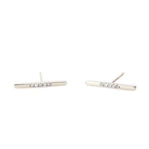 Long Bar Crystal Stud Earrings